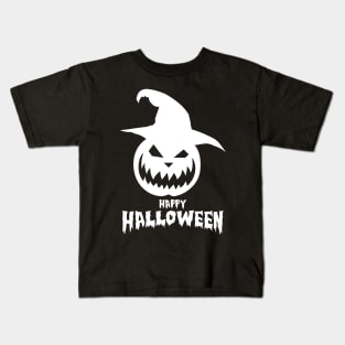 Happy Halloween With White Scary Pumpkin Kids T-Shirt